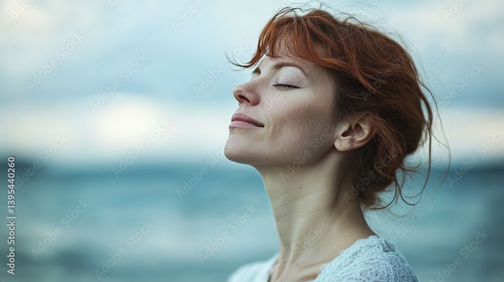 Serene woman in soft light, calm waves behind, embodying peace and tranquility.
Serene woman in soft light, calm waves behind, embodying peace and tranquility.