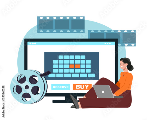 Online movie ticket booking concept. Vector illustration