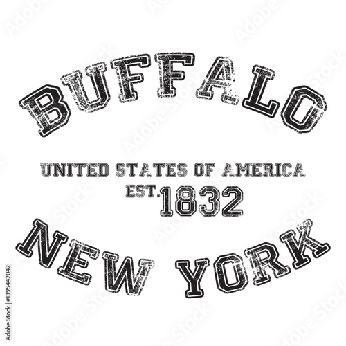 vintage college varsity new york's buffalo city slogan emblem print with grunge effect for graphic tee t shirt or sweatshirt - vector