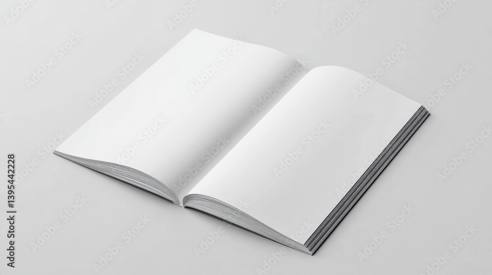 Blank Open Book Mockup on White Background Blank Open Book Mockup on White Background