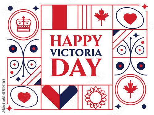 Festive Victoria Day Design with Canadian Flag and Icons
