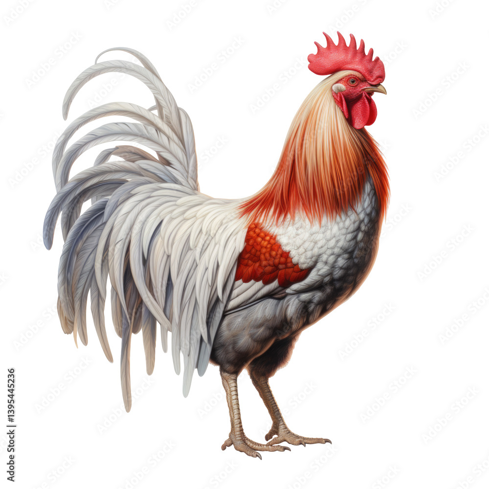 Fototapeta premium Majestic Rooster Art on transparent background