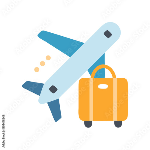 Airplane with Suitcase and Tag Icon Design