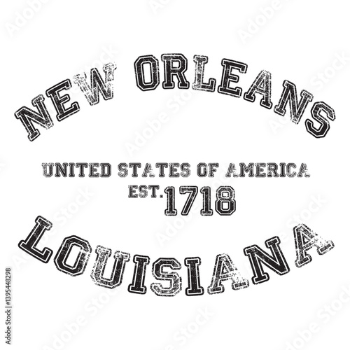 vintage college varsity louisiana's new orleans city slogan emblem print with grunge effect for graphic tee t shirt or sweatshirt - vector