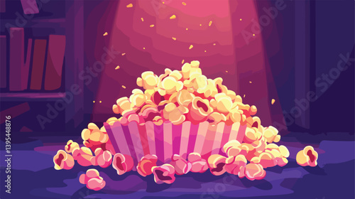 Professional Film Icon with Movie Popcorn Vector Illustration for Cinematic Designs