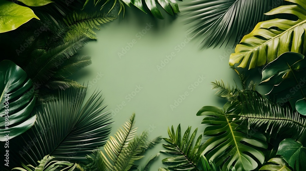 Tropical foliage background with copy space Tropical foliage background with copy space