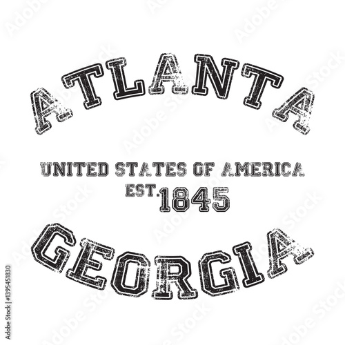 vintage college varsity georgia's atlanta city slogan emblem print with grunge effect for graphic tee t shirt or sweatshirt - vector