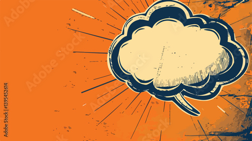 Professional Speaking Comic Icon on Orange Background Vector Illustration