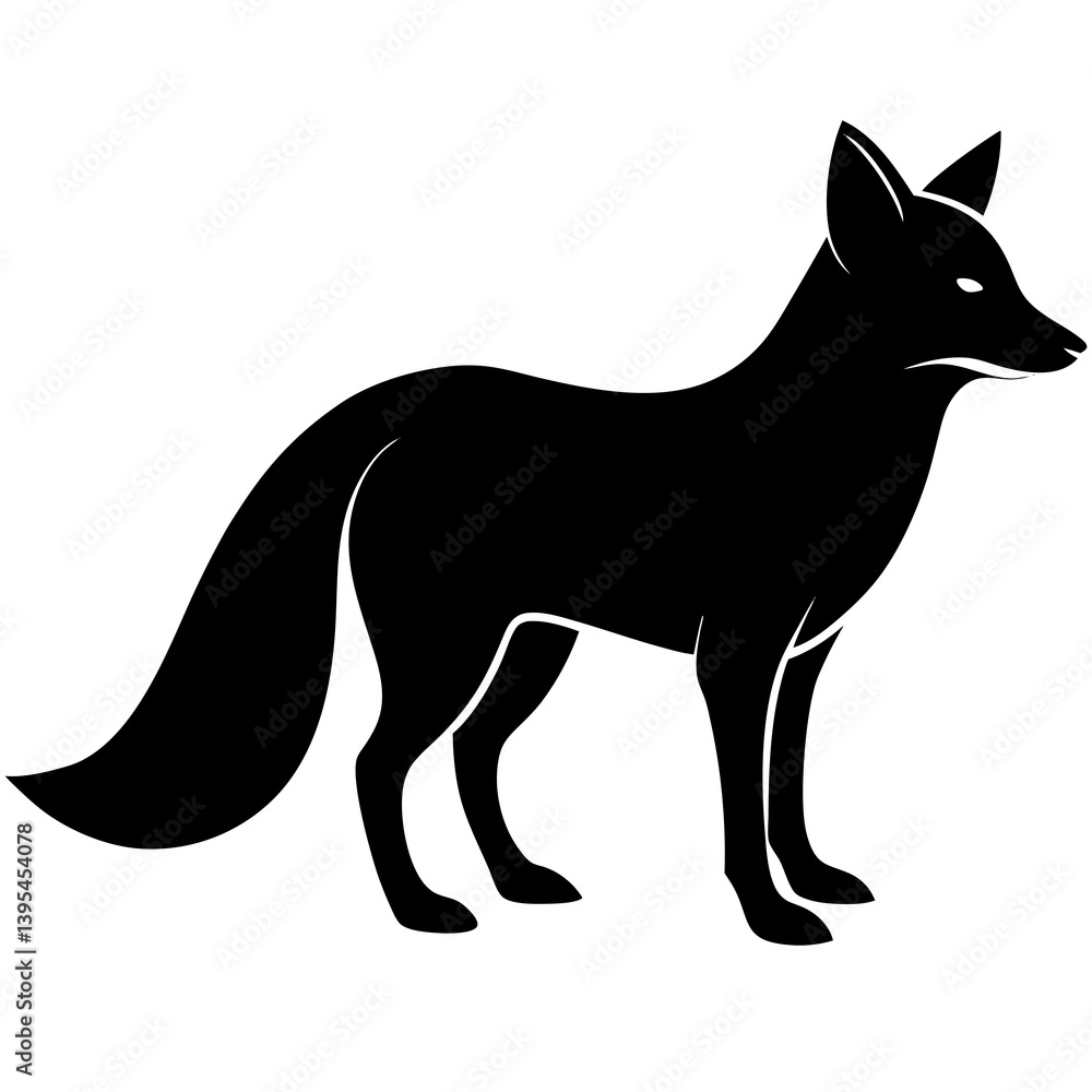 Fox Vector Silhouette on White Background: Elegant Animal Design Fox Vector Silhouette on White Background: Elegant Animal Design