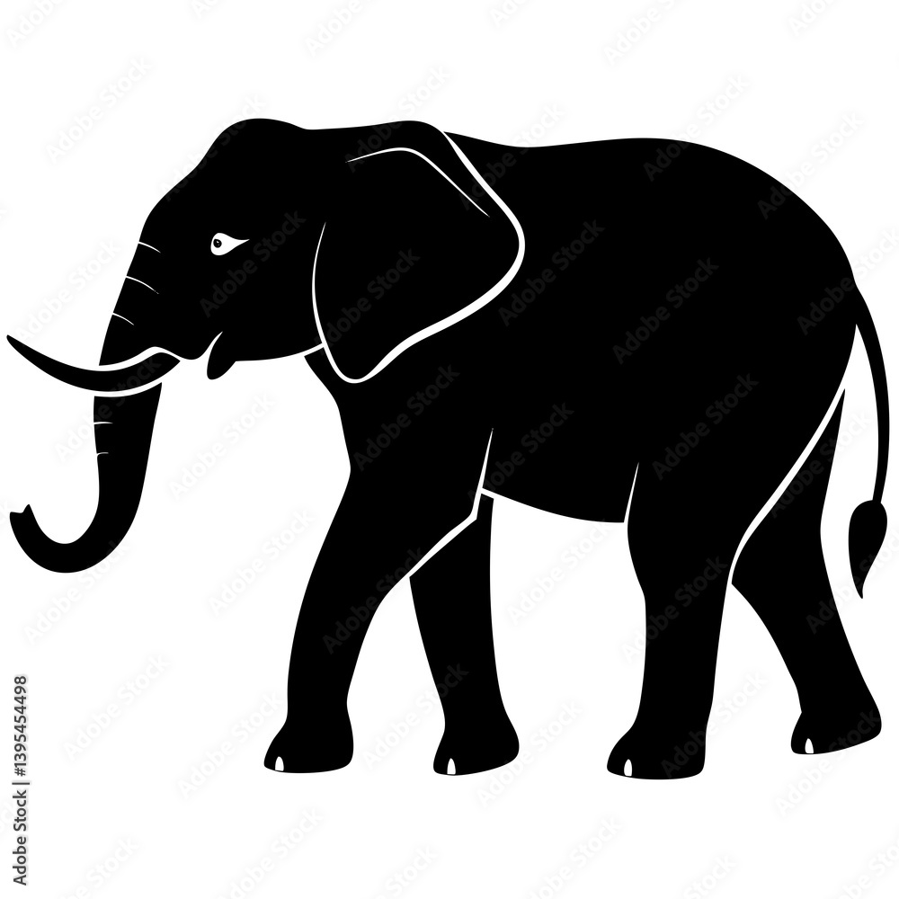 Elephant Silhouette Illustration with White Background - Simple and Elegant Design Elephant Silhouette Illustration with White Background - Simple and Elegant Design