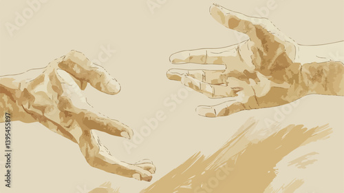 Professional Hands Gestures Display Over Beige Backdrop Vector Graphic