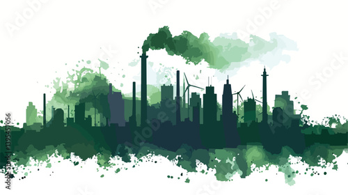 Detailed Pollution Design Illustration on White Background for Environmental Awareness Campaigns and Educational Purposes