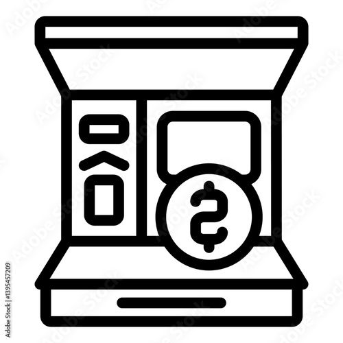 ATM point line icon, banking concept. Vector graphics. Money cash machine with coin, withdrawal sign on white background, style mobile or design.