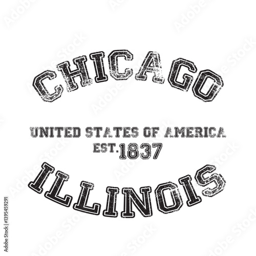 vintage college varsity illinois's chicago city slogan emblem print with grunge effect for graphic tee t shirt or sweatshirt - vector