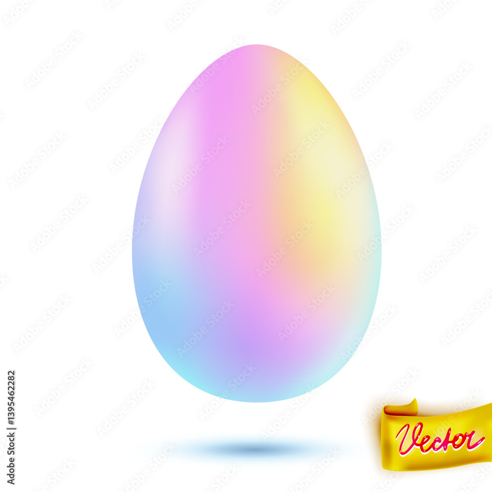 Realistic 3D illustration of a single pastel holographic Easter egg with soft gradient colors and a subtle shadow. Ideal for spring, holiday, and decorative design projectnd Realistic 3D illustration of a single pastel holographic Easter egg with soft gradient colors and a subtle shadow. Ideal for spring, holiday, and decorative design projectnd