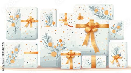 Elegant Handmade Greeting Card and Gift Box with Wrapping Paper - Festive Celebration Concept