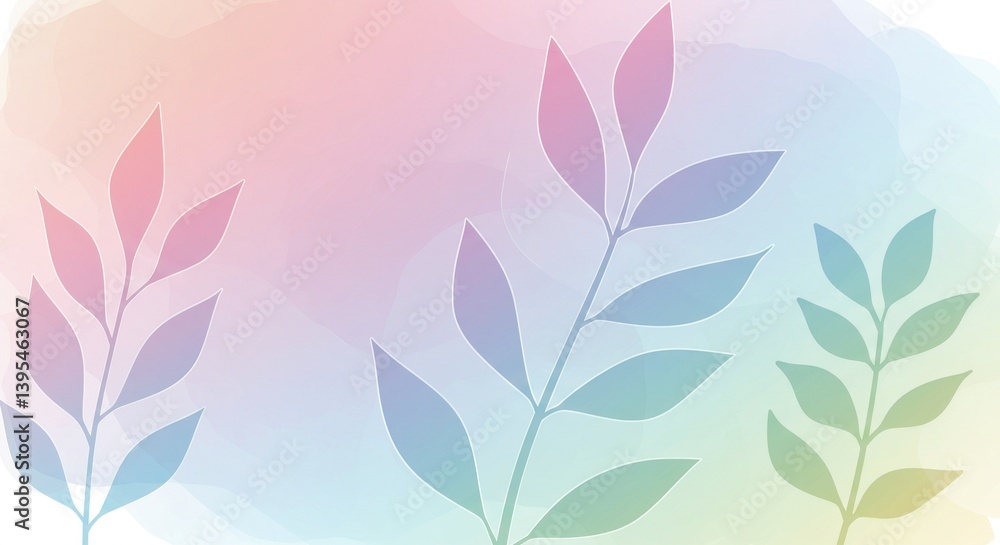 Soft pastel background with abstract leaves, creating a serene and artistic atmosphere Soft pastel background with abstract leaves, creating a serene and artistic atmosphere