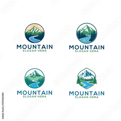 mountain silhouette logo vector line art logo design
