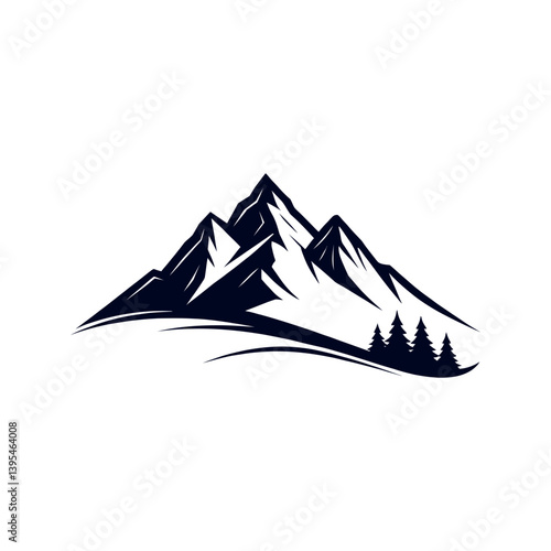 mountain silhouette logo vector line art logo design
