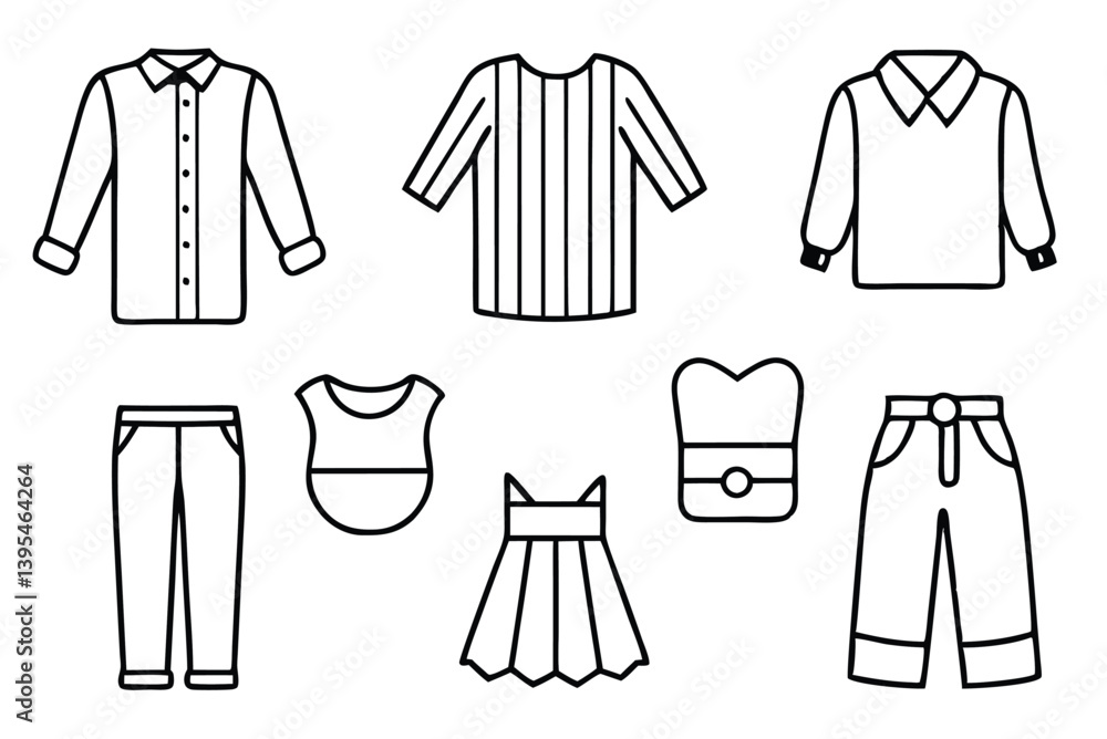 Set of Cloth line art illustration Set of Cloth line art illustration