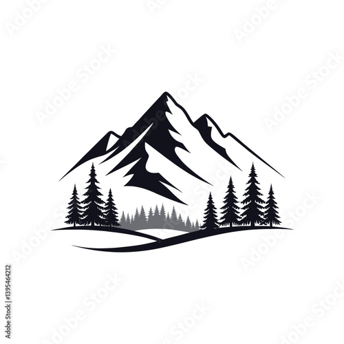 mountain silhouette logo vector line art logo design
