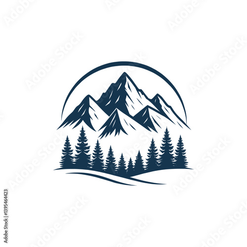 mountain silhouette logo vector line art logo design
