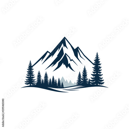 mountain silhouette logo vector line art logo design
