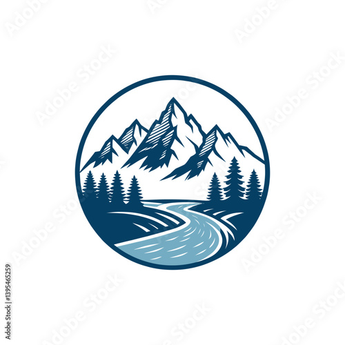 mountain silhouette logo vector line art logo design
