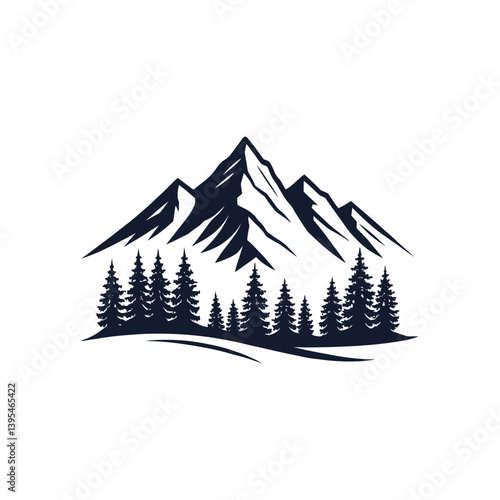 mountain silhouette logo vector line art logo design
