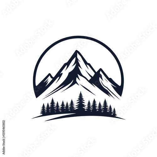 mountain silhouette logo vector line art logo design
