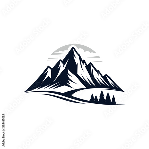 mountain silhouette logo vector line art logo design
