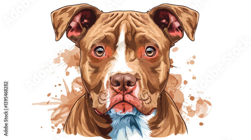 Professional Vector Illustration of Adorable Pitbull Dog on Clean White Background