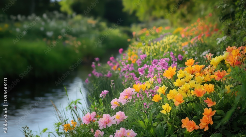 Obraz premium Flower garden stream nature image