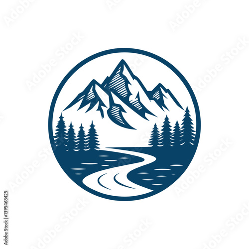 mountain silhouette logo vector line art logo design
