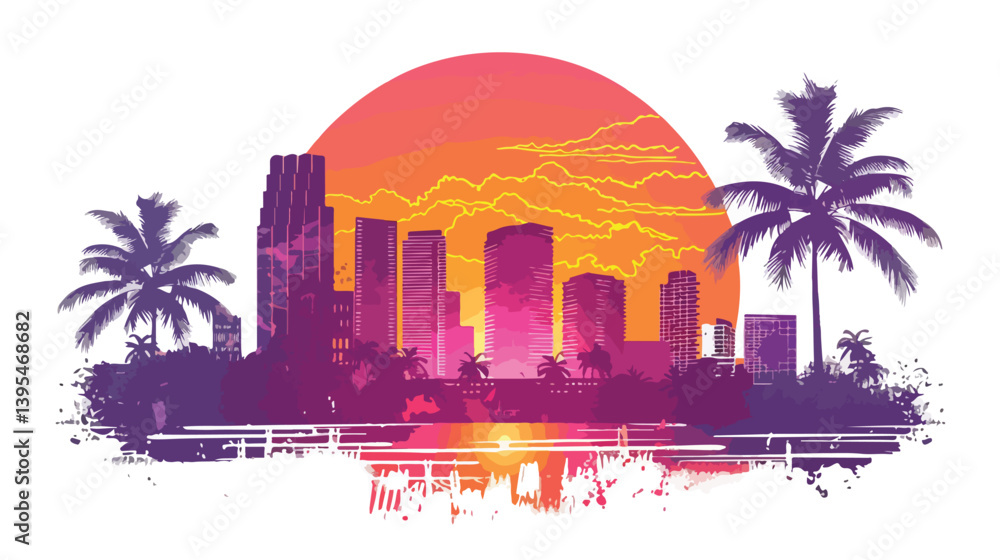 Fototapeta premium Miami Design Over White Background Vector Illustration for Professional Presentations and Graphic Design Projects