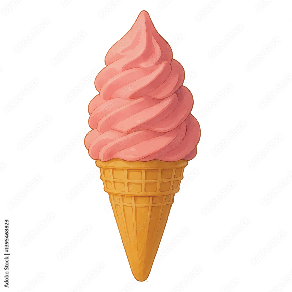 Strawberry Ice Cream Cone Illustration – Hand-Drawn Summer Dessert Art for Menus and Design Projects Strawberry Ice Cream Cone Illustration – Hand-Drawn Summer Dessert Art for Menus and Design Projects