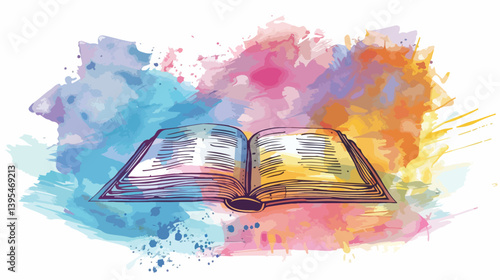 Vibrant Silhouette with Open Bible: Religious Vector Illustration for Spiritual Design Projects