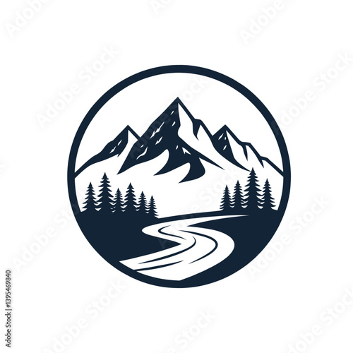mountain silhouette logo vector line art logo design
