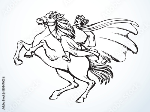 Wallpaper Mural Vector drawing. Man on the horse Torontodigital.ca