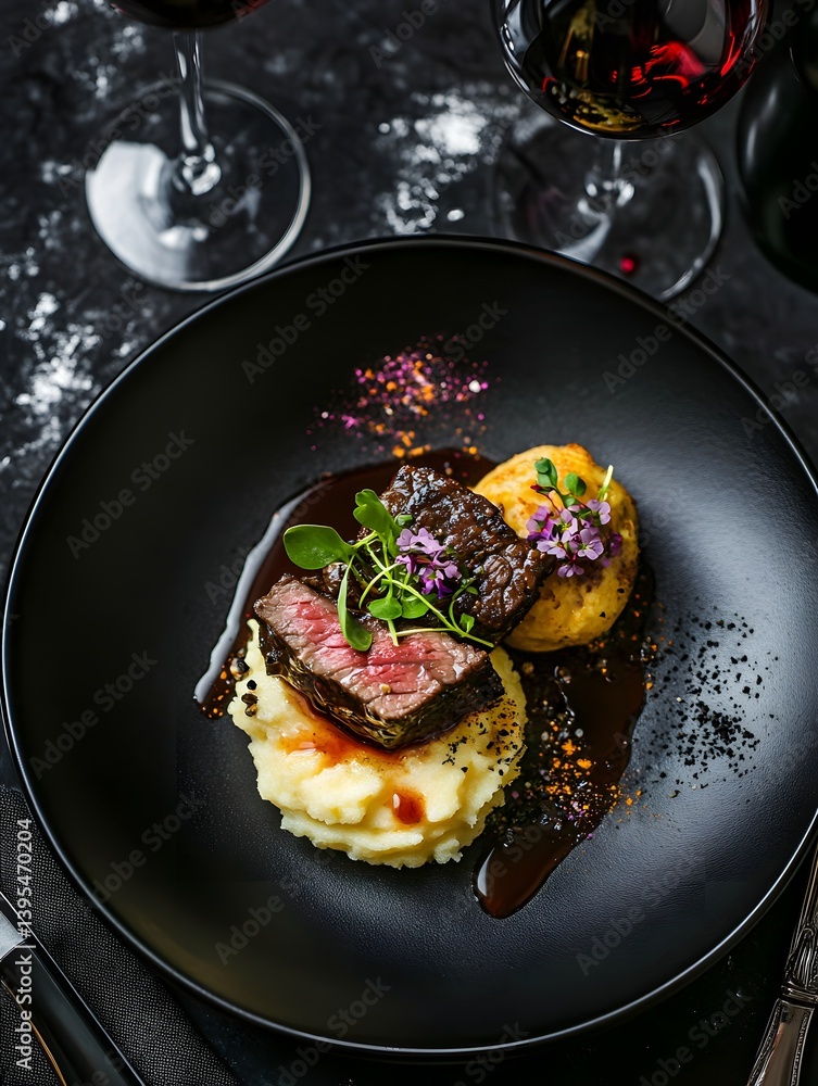 Gourmet Fusion: Artistic Plating of Fine Dining Cuisine in a Luxury Restaurant