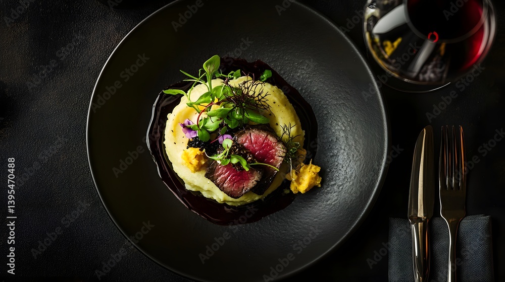 Gourmet Fusion: Artistic Plating of Fine Dining Cuisine in a Luxury Restaurant