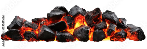 Smoldering Burning Coals on transparent background