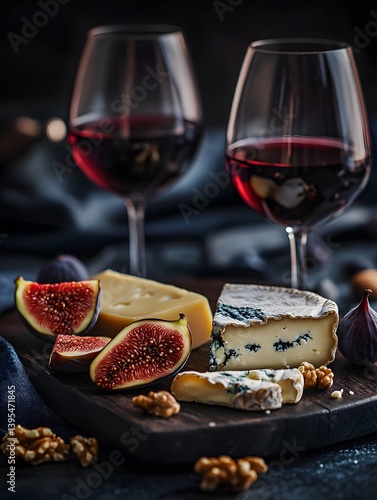 Obraz na płótnie Luxury Wine and Cheese Pairing: A Sophisticated Evening Indulgence w salonie