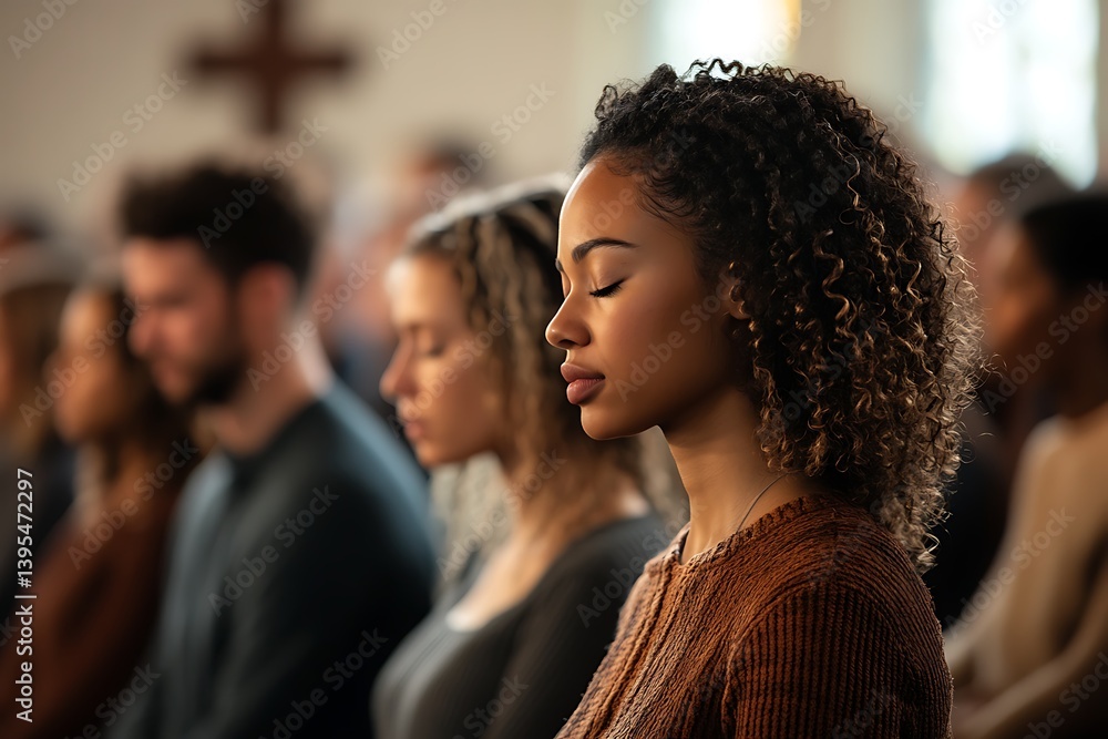Unified congregation praying for world peace Unified congregation praying for world peace