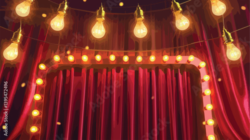 Professional Illustration of Showbiz Lettered Sign with Bulbs for Creative Projects