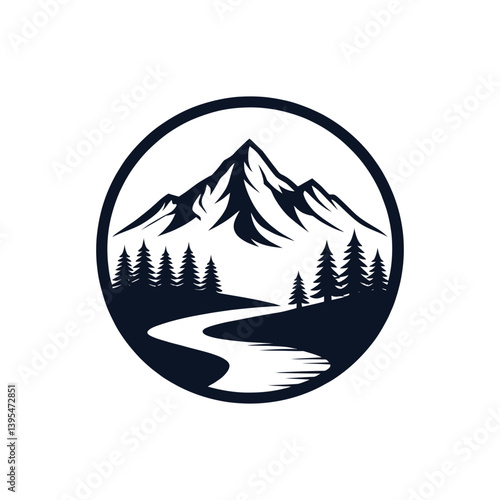 mountain silhouette logo vector line art logo design
