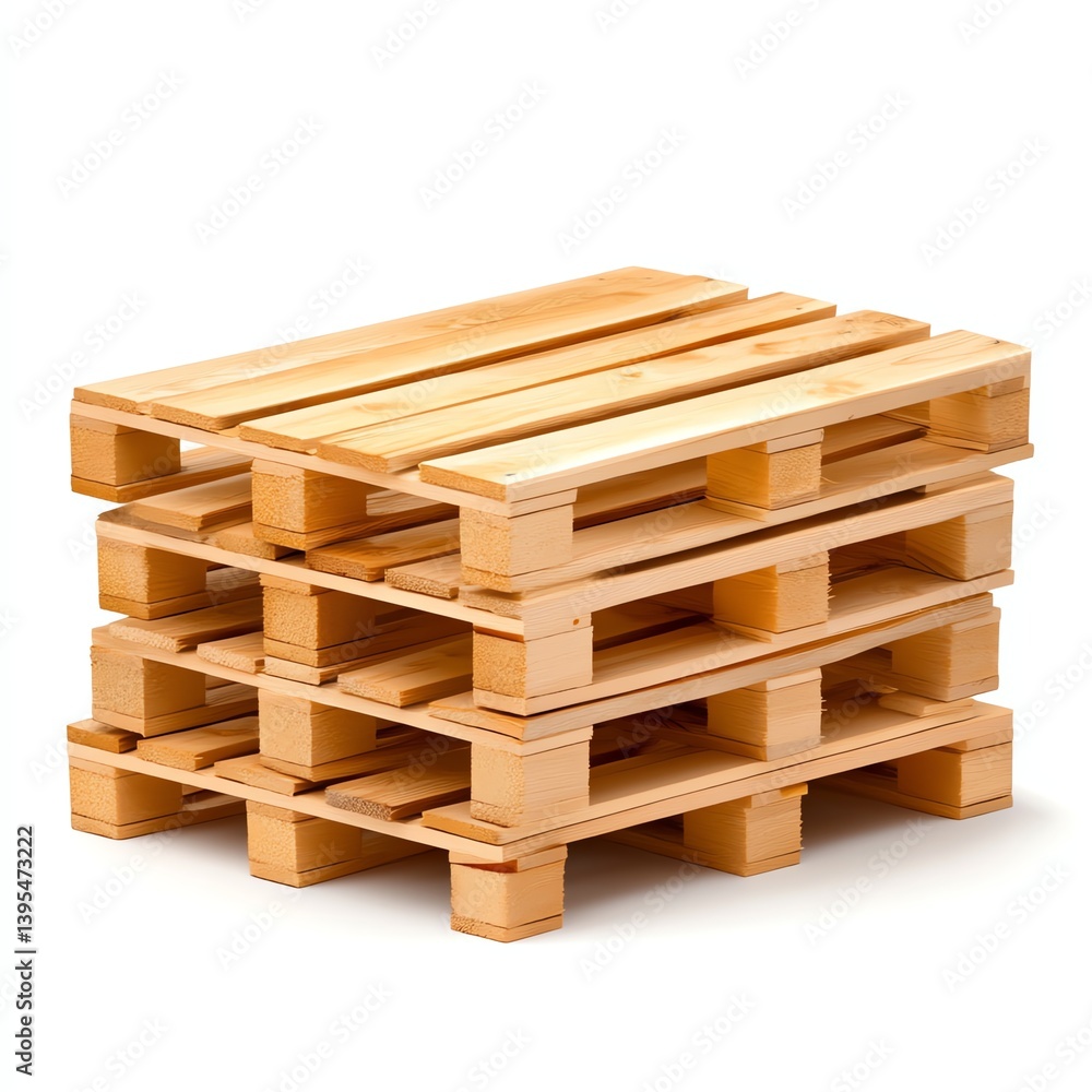 Stacked wooden pallets arranged neatly in a pile. Stacked wooden pallets arranged neatly in a pile.