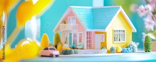 Colorful miniature house model highlighting real estate market trends and investment opportunities