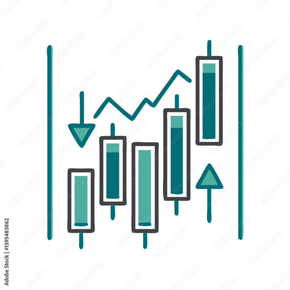 Stock market trend analysis with candlestick chart icons Stock market trend analysis with candlestick chart icons