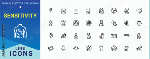 Sensitivity simple icon. Contains related to allergic, disease, treatment and more. Allergy line icon set. Thin outline icons pack. Editable vector illustration.